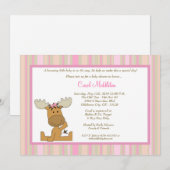 5x7 Invitation Baby shower d'orignaux de bois de P (Devant / Derrière)