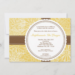 5x7 Invitation Baby shower floral à fleurs jaunes