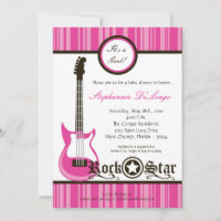 5x7 Invitation Baby shower Guitare Roche Rose Girl