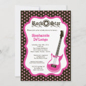 5x7 Invitation Baby shower Guitare Roche Rose Girl (Devant)