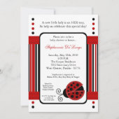 5x7 Invitation Baby shower moderne Mod Red LadyBug (Devant)