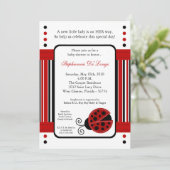 5x7 Invitation Baby shower moderne Mod Red LadyBug (Debout devant)