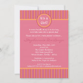 5x7 Invitation Baby shower rayé rose et orange (Devant)