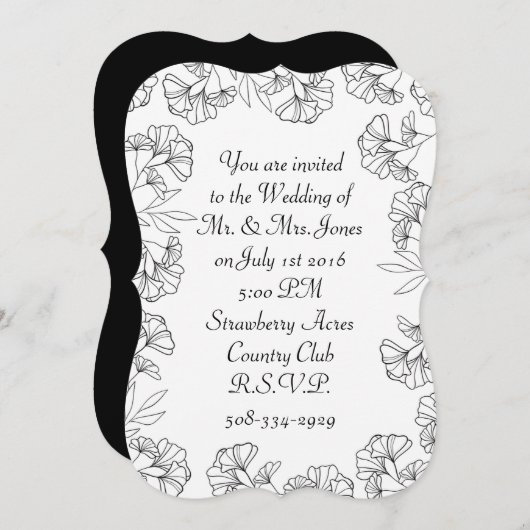 5x7 Invitation Bracket Kaart (Voorkant / Achterkant)