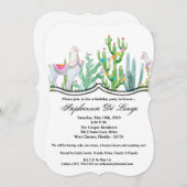 5x7 Invitation d'anniversaire Boho Llama Cactus bo (Devant / Derrière)