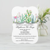 5x7 Invitation d'anniversaire Boho Llama Cactus bo (Debout devant)
