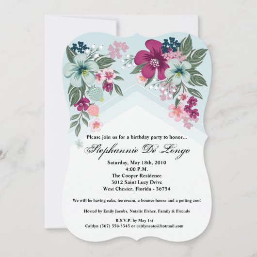 5x7 Invitation d'anniversaire Fleur tropicale sur (Devant)