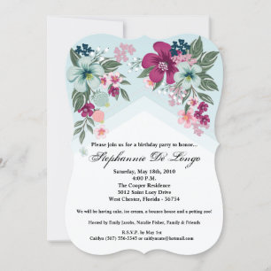 5x7 Invitation d'anniversaire Fleur tropicale sur 