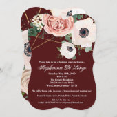 5x7 Invitation d'anniversaire Geometry Garden Wine (Devant / Derrière)