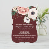 5x7 Invitation d'anniversaire Geometry Garden Wine (Debout devant)