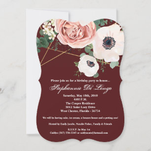 5x7 Invitation d'anniversaire Geometry Garden Wine