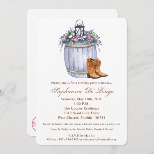 5x7 Invitation d'anniversaire Mariage campagnard d (Devant / Derrière)