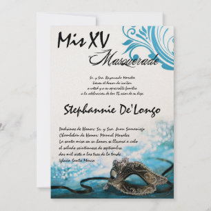 5x7 Invitation d'anniversaire Masquerade Quinceane