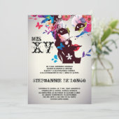5x7 Invitation d'anniversaire Masquerade Quinceane (Debout devant)