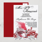 5x7 Invitation d'anniversaire Masquerade Quinceane (Devant / Derrière)