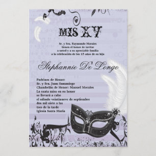 5x7 Invitation d'anniversaire Masquerade Quinceane