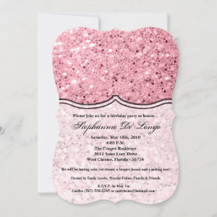 5x7 Invitation d'anniversaire Rose Parties scintil