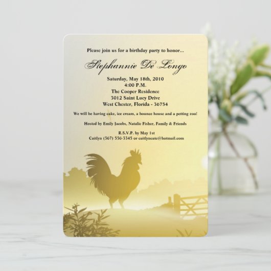 5x7 Invitation d'anniversaire Sunny Morning Farm P (Debout devant)