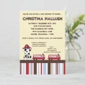 5x7 Invitation de Baby Shower Camion de pompiers N (Debout devant)
