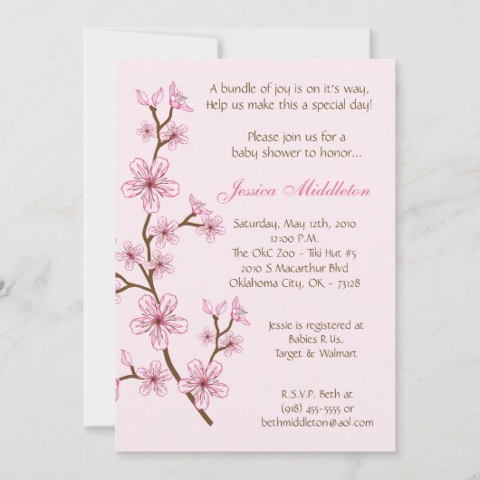 5x7 invitation de baby shower de fleurs de (Devant)