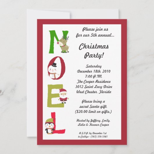 5x7 invitation de fête de Noël de bonhomme de (Devant)