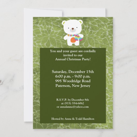 5x7 Invitation d'ours polaire de Noël (Devant)