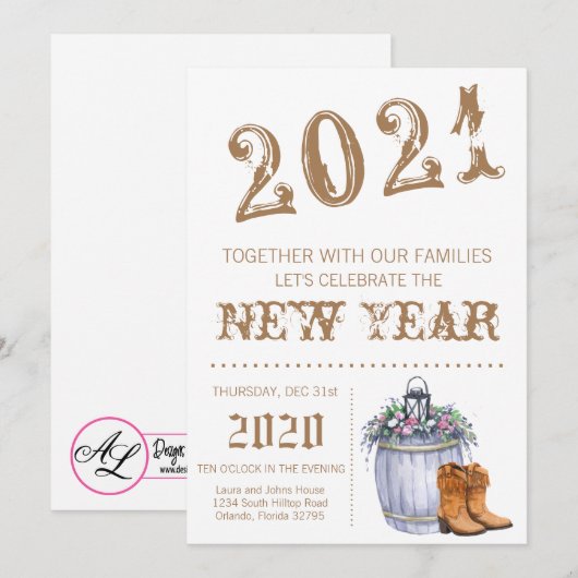 5x7 Invitation du Nouvel An d'été Mariage Campagna (Devant / Derrière)