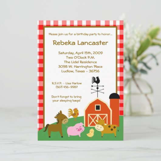 5x7 invitation - invitation d'anniversaire (Debout devant)