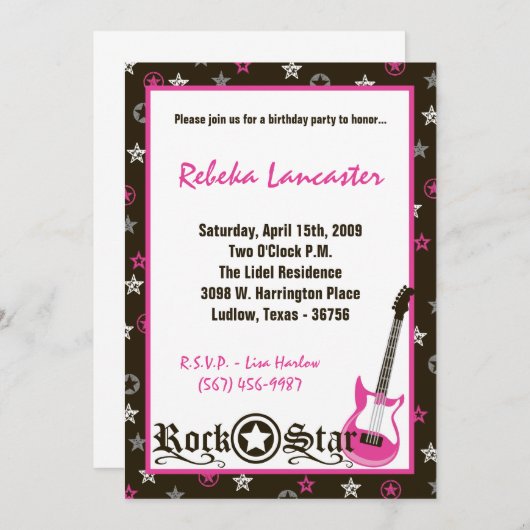 5x7 invitation - invitation d'anniversaire de (Devant / Derrière)