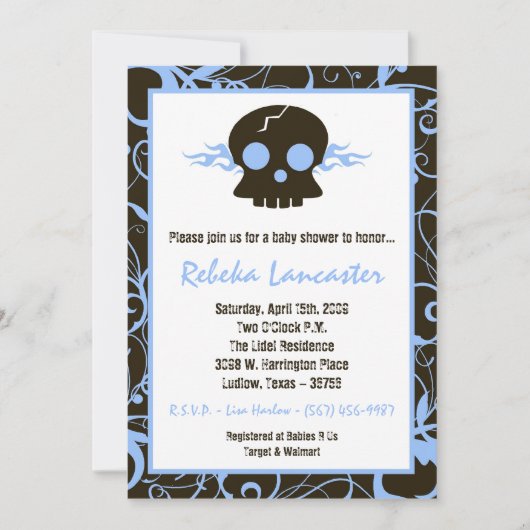 5x7 invitation - invitation punk de baby shower de (Devant)