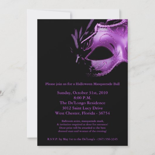 5x7 Invitation Masquerade Ball (Devant)