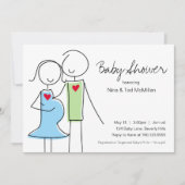5x7 Invitations de douches Bleu et Vert pour bébés (Devant)
