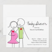 5x7 Invitations de douches pour bébé rose et vert (Devant / Derrière)