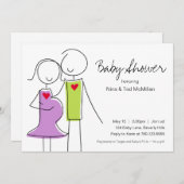 5x7 Invitations de douches pour bébés à code mauve (Devant / Derrière)