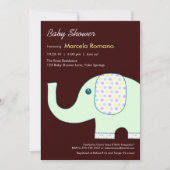 5x7 Invitations de douches pour bébés éléphants (Devant)