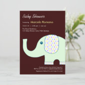 5x7 Invitations de douches pour bébés éléphants (Debout devant)