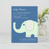 5x7 Invitations de douches pour bébés éléphants (Debout devant)