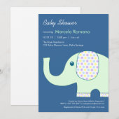 5x7 Invitations de douches pour bébés éléphants (Devant / Derrière)