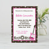5x7 Invite - Girl Rock Star Birthday Invitation Kaart (Staand voorkant)