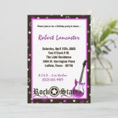 5x7 Invite - Grils Rock Star Birthday Invitation Kaart (Staand voorkant)