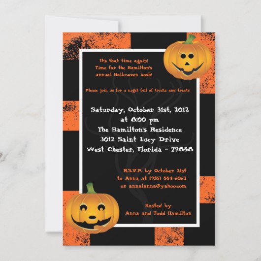 5x7 Jack-O-Lantern Fun Party Invitation (Devant)