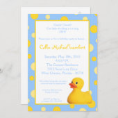 5x7 Jaune Blu Rubber Ducky Invitation Anniversaire (Devant / Derrière)