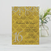 5x7 Jaune Diamond Sweet 16 Anniversaire Invitation (Debout devant)