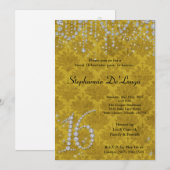 5x7 Jaune Diamond Sweet 16 Anniversaire Invitation (Devant / Derrière)