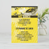 5x7 Jaune DJ Tourne-disque Quinceanera Invitation (Debout devant)
