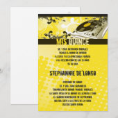 5x7 Jaune DJ Tourne-disque Quinceanera Invitation (Devant / Derrière)