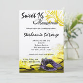 5x7 Jaune Masquerade Sweet 16 Invitation Anniversa (Debout devant)