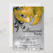 5x7 Jaune Masquerade Sweet 16 Invitation Anniversa (Devant)