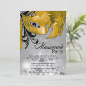 5x7 Jaune Masquerade Sweet 16 Invitation Anniversa (Debout devant)
