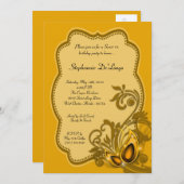 5x7 Jaune Masquerade Sweet 16 Invitation Anniversa (Devant / Derrière)
